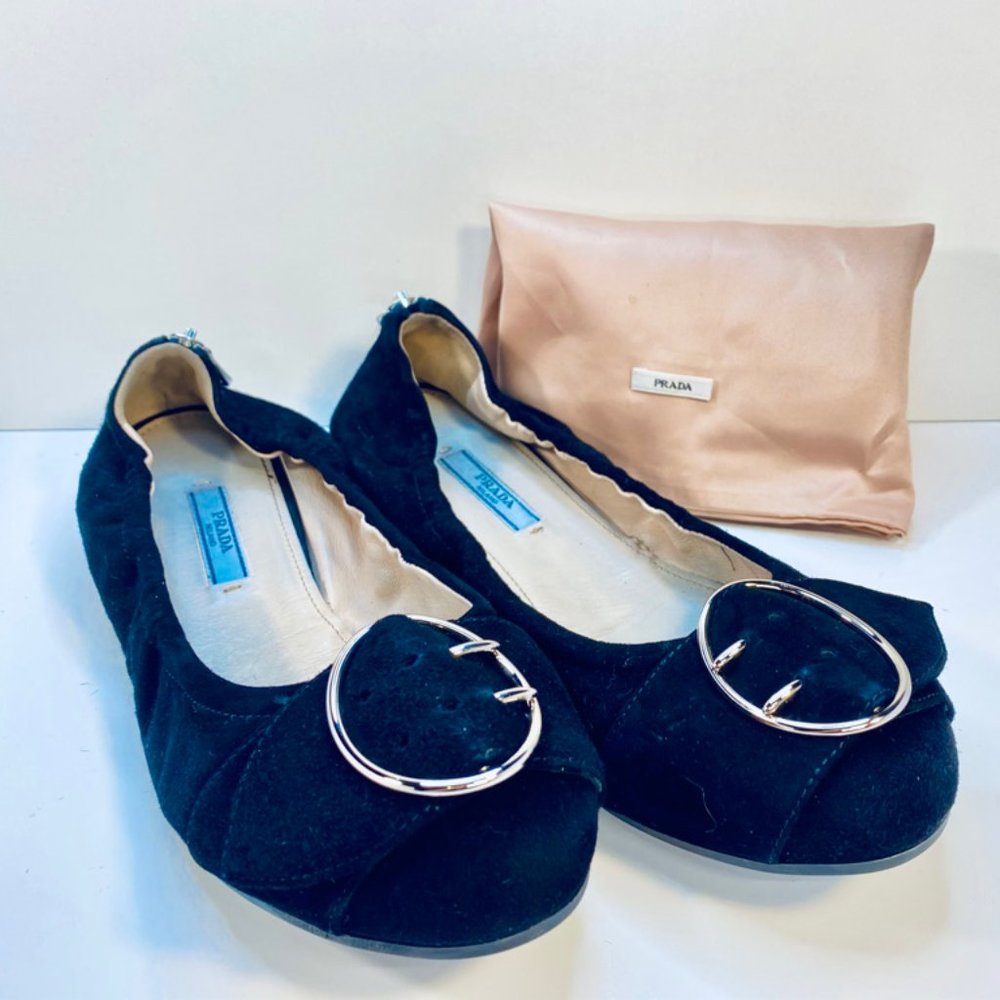 Prada buckle flats